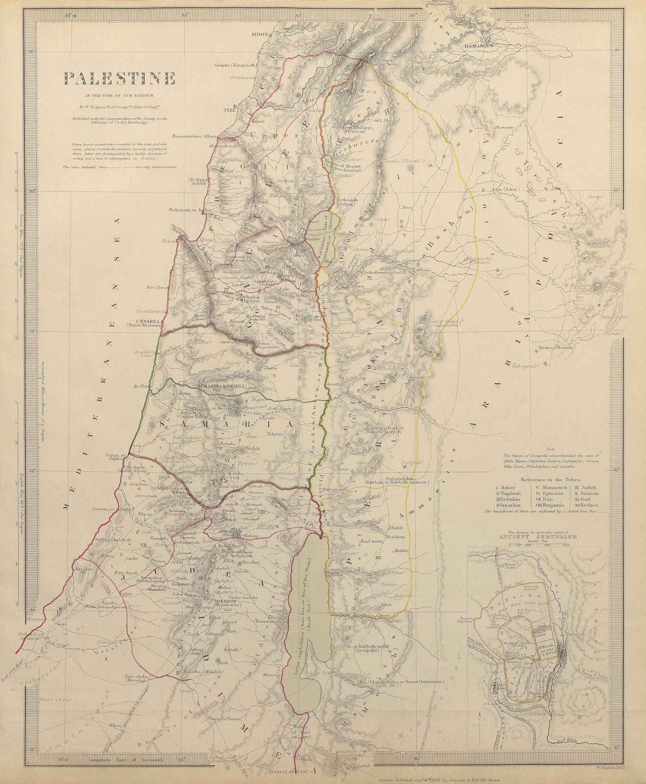 PALESTINE. in the time of Our Saviour Jesus; Ancient Jerusalem. SDUK 1844 map